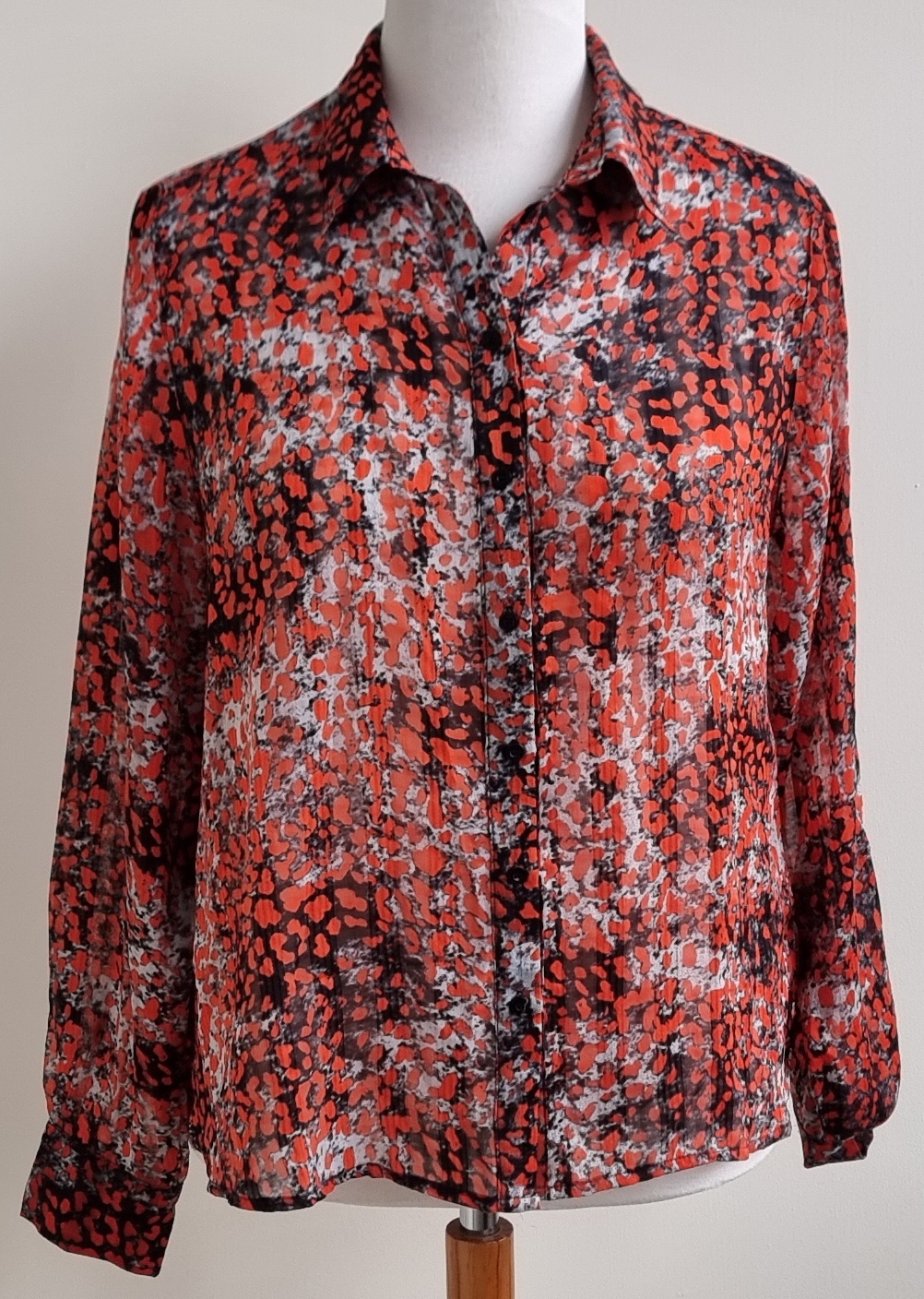 Eksept grijze blouse met oranje prints mt. XL