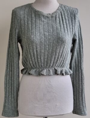 NA-KD groen/beige korte trui mt. S