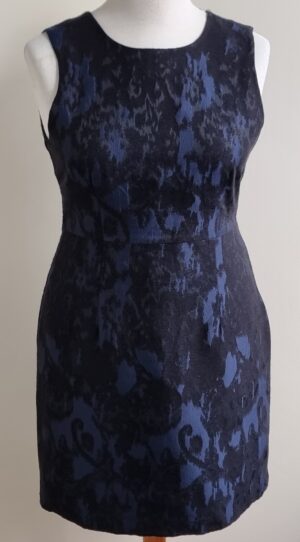 H&M blauw/zwarte jurk mt. 44