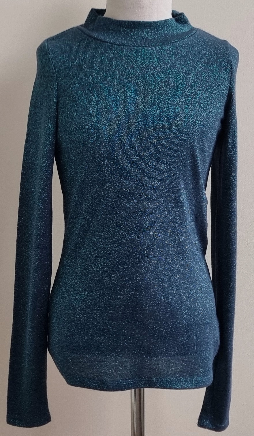 Hema blauw kolletje met glitter mt. 158/164