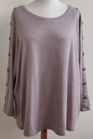 Zizzi lichtbruine trui met sierknopen mt. 54/56 (XL)