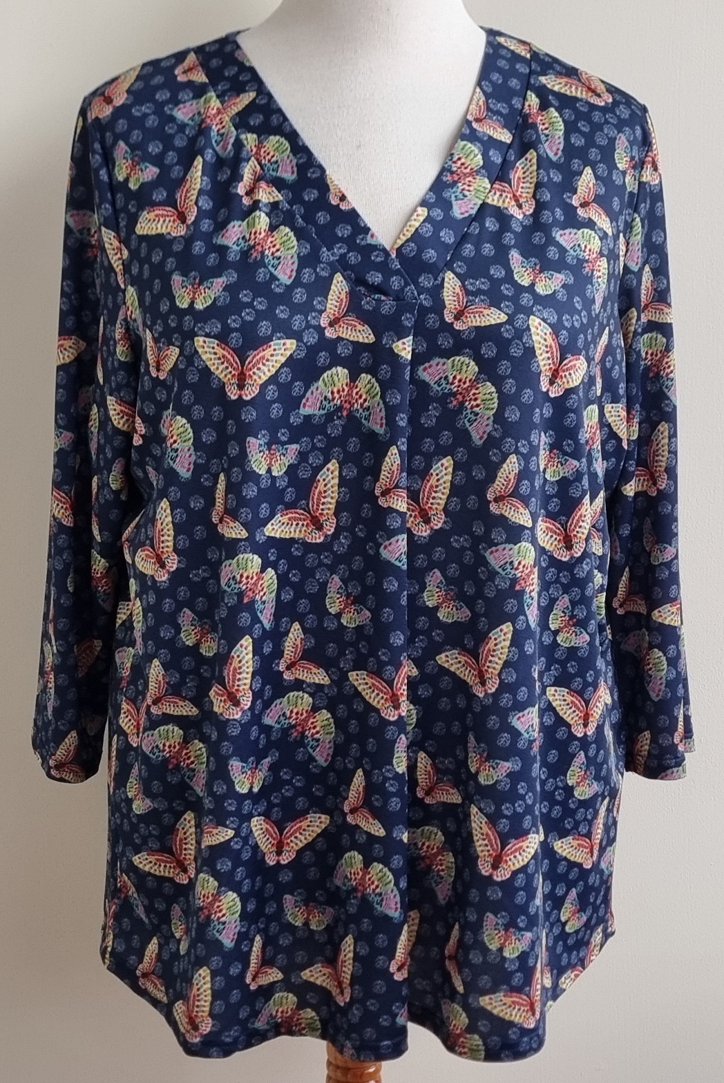 Paprika soepelvallend blauw shirt met print mt. 50 (XL)