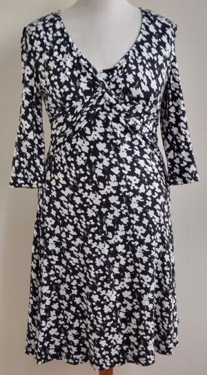 Cotton Club zwart stretchy jurkje met print mt. L