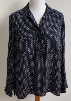 Violeta by Mango zwarte blouse met wit printje mt. 46 (XL)