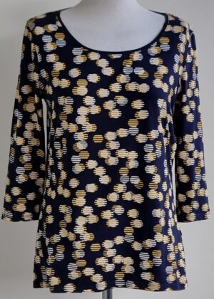 Esprit donkerblauw shirt met wit/gele print mt. L