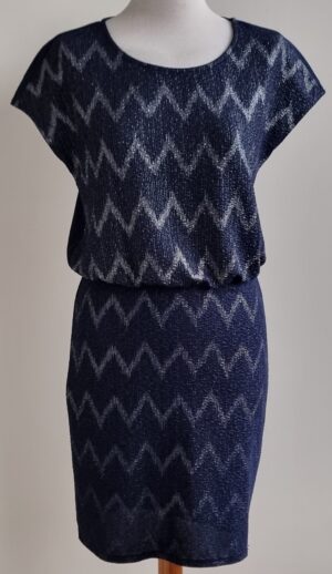 Only donkerblauw jurkje met zilver glittertje mt. M