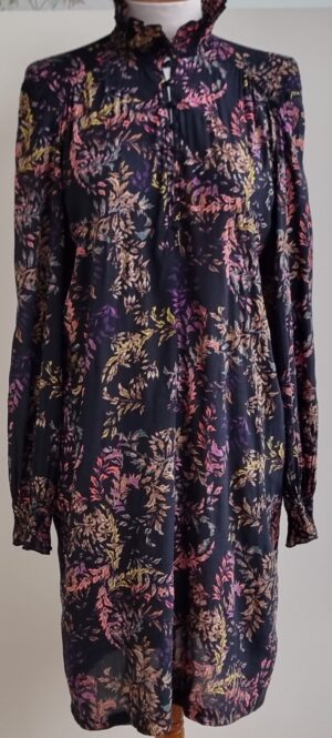 H&M blauw jurkje met gekleurde prints mt. 36