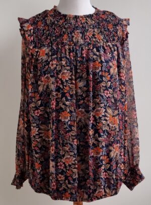 Zhenzi donkerblauwe blouse met bloemen print mt. 54 (XL)