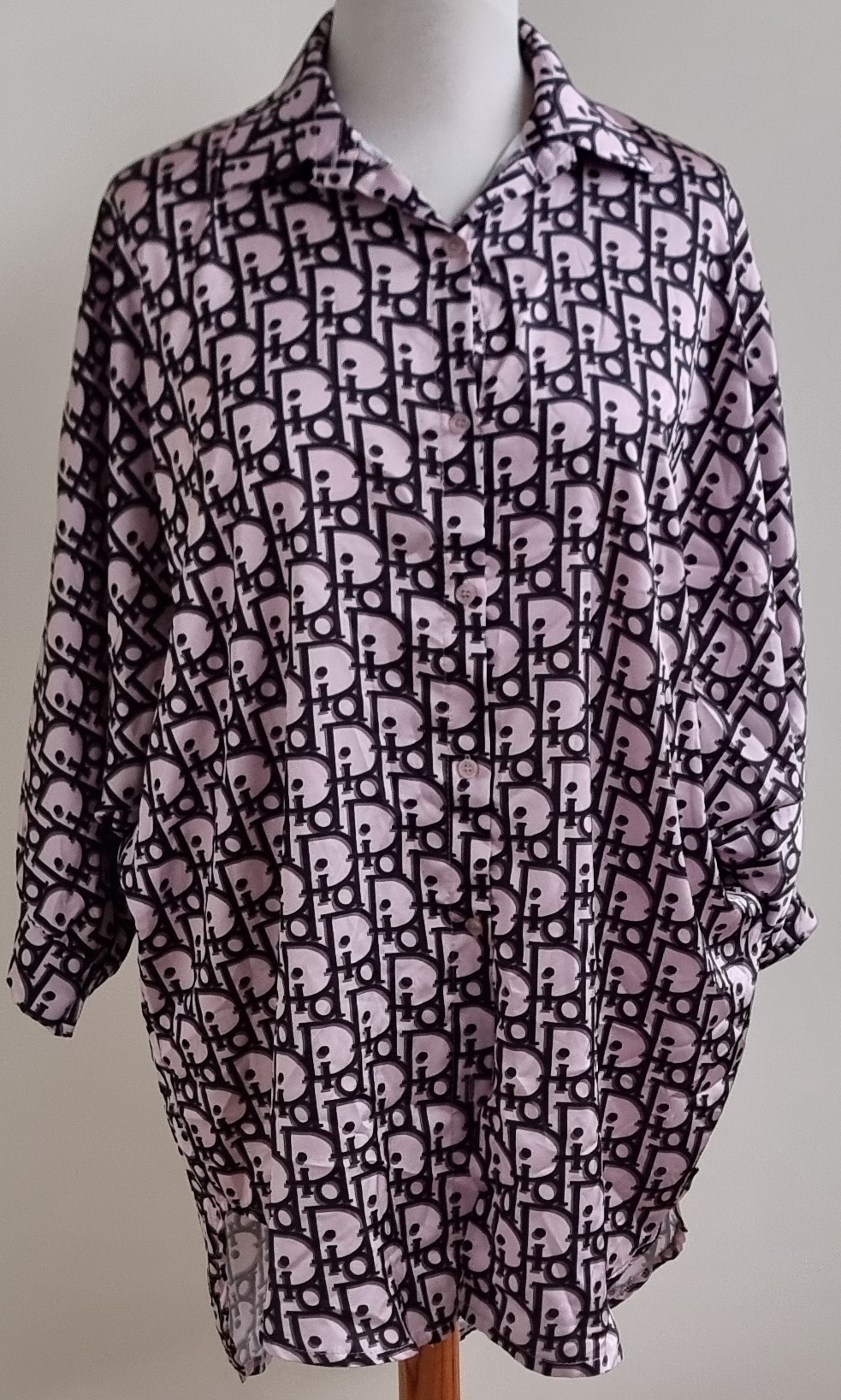 Made in Italy roze/lila blouse met letter print mt. XL