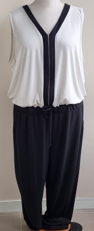 MS Mode zwart/creme jurmpsuit mt. 52