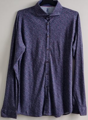 Desoto jeansblauw overhemd shirt met printje mt. S