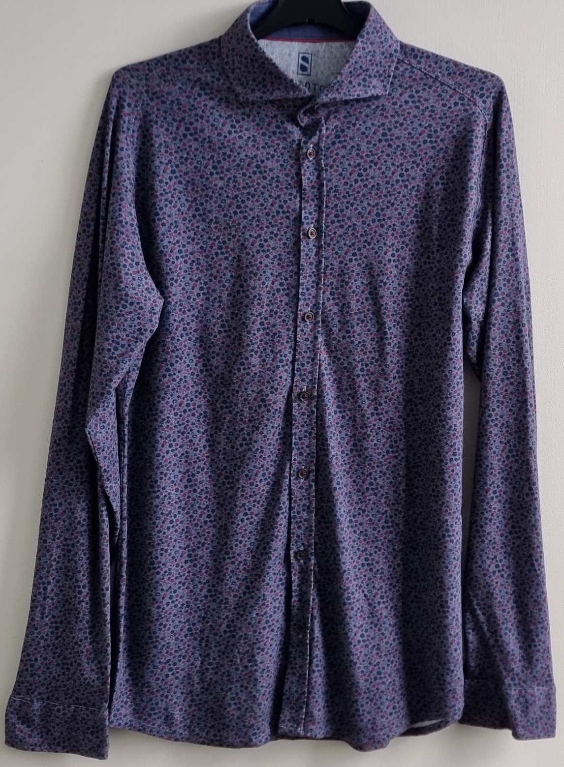 Desoto jeansblauw overhemd shirt met printje mt. S