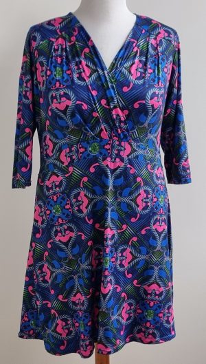 Kapomoda blauw/roze jurkje mt. L