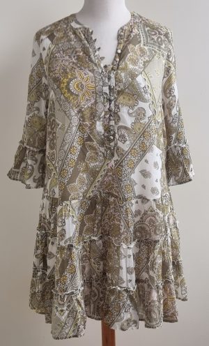 MS Mode (FSTVL) groen geel jurkje mt. 40