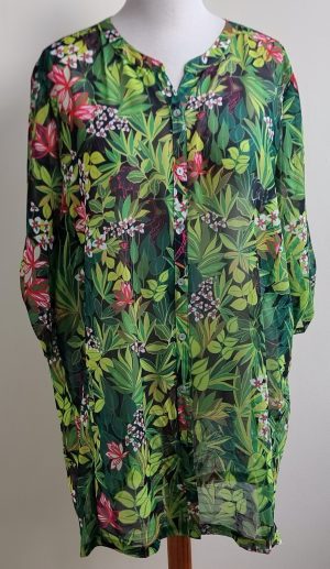 Norah groene tuniek blouse met print mt. 48