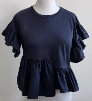 C&A zwart shirt met roesels mt. L