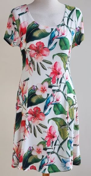 FOS Amsterdam witte jurk met prints mt. M