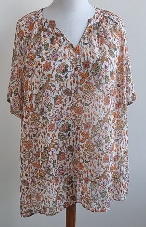 Norah oranje/groene blouse mt. 48