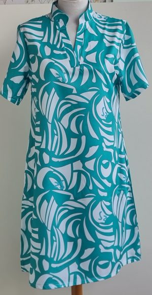 Blauw/witte jurk mt. S