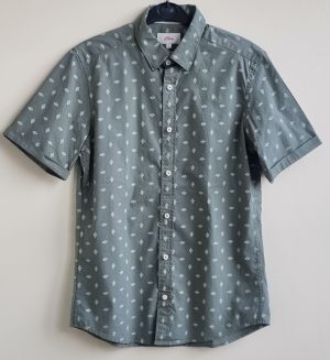 s.Oliver groen overhemd met ecru printje mt. S