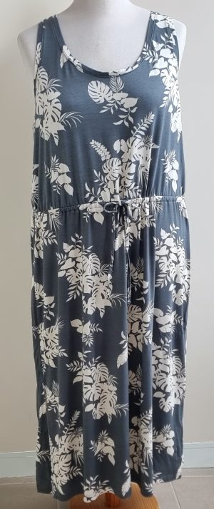 Hema grijs/groen jurkje met roomwitte prints mt. XL NIEUW