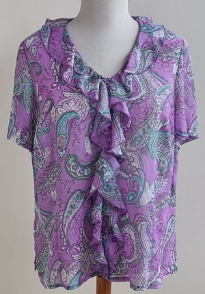 Lila blouse met print mt. 48