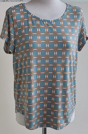 FOS Amsterdam blauw/beige shirt mt. S