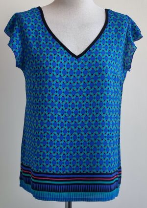 Lola&Liza blauwe blouse met retro printje mt. 40