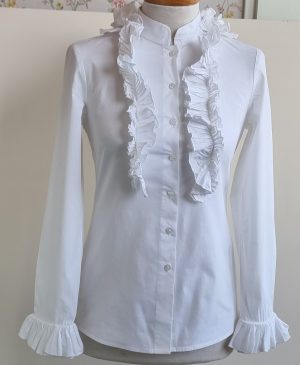 Benetton wit bloesje met roesels mt. XS