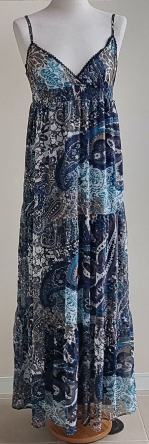 Phard lange jurk in blauw en grijs mt. S