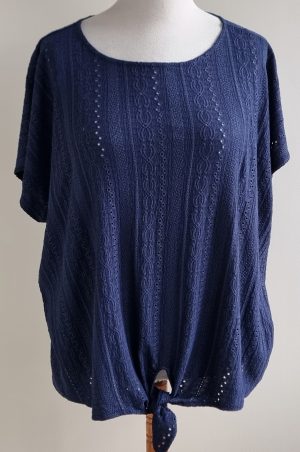 MS Mode donkerblauw broderie shirt mt. XL