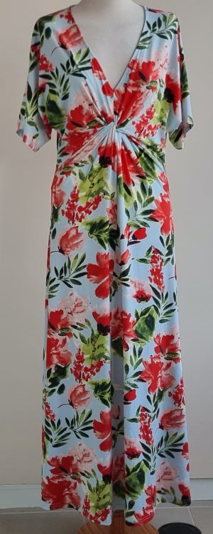 Norah lichtblauwe lange jurk met print mt. 36