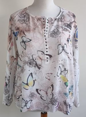 Made in Italy semi transparante blouse met print mt. XL