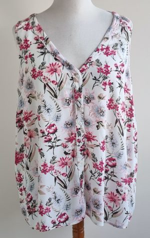 Zizzi witte blouse met bloemen prints mt. 46/48 (M)