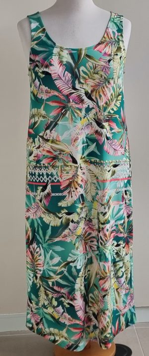 Norah groene lange jurk met bladeren print mt. 42