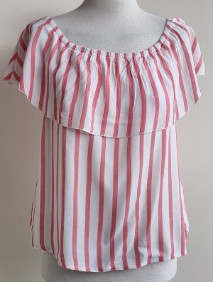 Only wit/roze gestreept bloesje mt. 38