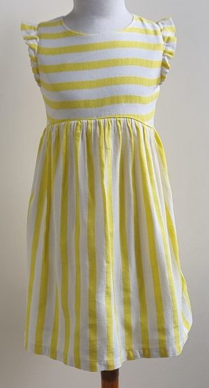 Filou & Friends wit/geel gestreept jurkje mt. 134