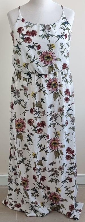 Only lange witte jurk met bloemen prints mt. 42
