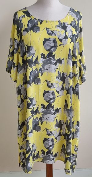 Zizzi geel jurkje met print mt. 52/54 (XL)