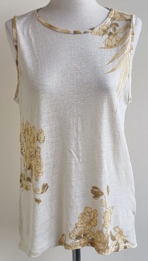 YaYa beige linnen top met bloemen print mt. L