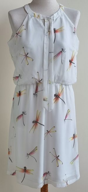 Witte jurk met libelles mt. L