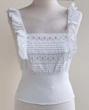 Only witte blouse top met broderie mt. S