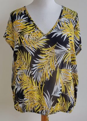 Norah zwart/gele blouse mt. 46