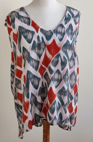 Norah blouse/top met rood en grijs mt. 48