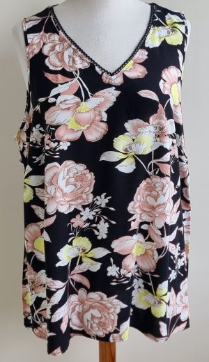 Zizzi zwarte blouse/top met bloemen mt. 50/52 (L)