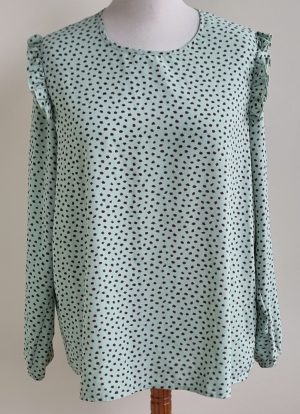 Norah zachtgroen bloesje met bruine printjes mt. 44