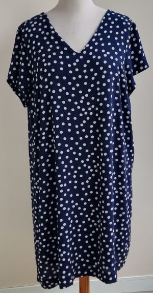 Zizzi donkerblauwe jurk met witte dots mt. 50/52 (L)