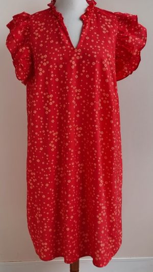 Zizzi rood jurkje met oranje bloemetjes mt. 50/52 (L) NIEUW