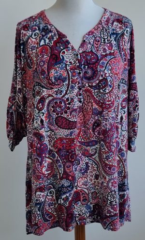 MS Mode rood/roze shirt met print mt. XXL (52)