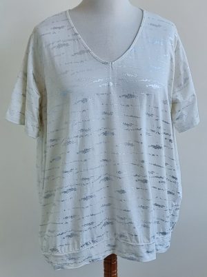 MS Mode wit t-shirt met zilverkleurig printje mt. XXL(52)